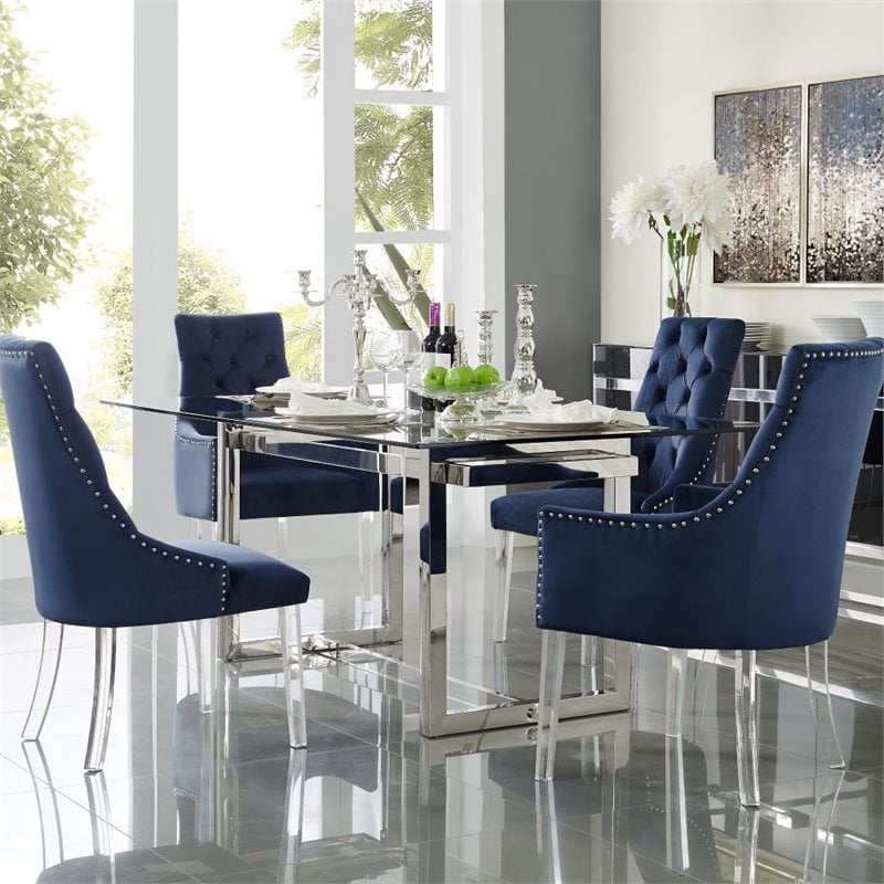 Navy Blue Velvet Dining Room Chairs, Navy Blue Dining Room Chairs
