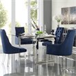 Posh Living Colton Velvet Dining Chair with Acrylic Legs - Navy Blue (Set of 2)