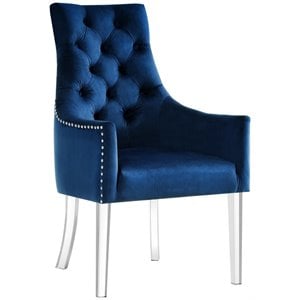 Posh Living Colton Velvet Dining Chair with Acrylic Legs - Navy Blue (Set of 2)