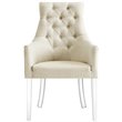 Posh Colton Linen Fabric Dining Chair with Acrylic Legs - Cream/White (Set of 2)