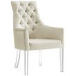 Posh Colton Linen Fabric Dining Chair with Acrylic Legs - Cream/White (Set of 2)