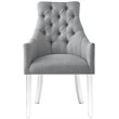 Posh Colton Linen Fabric Dining Chair with Acrylic Legs - Light Gray (Set of 2)