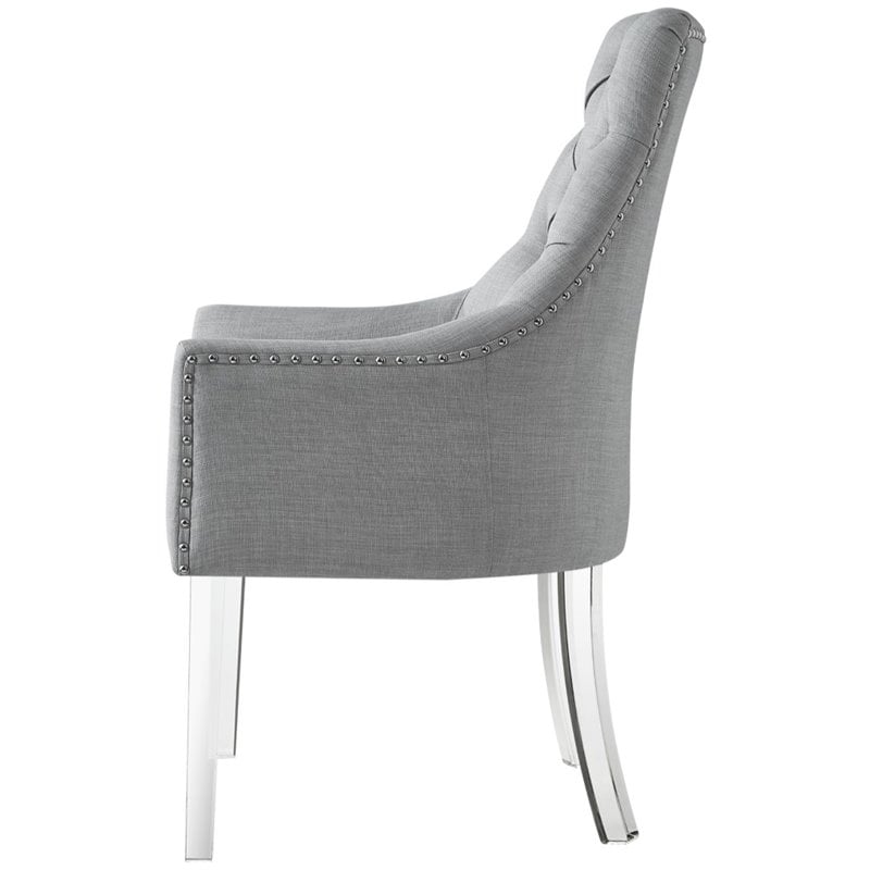 Posh Colton Linen Fabric Dining Chair with Acrylic Legs - Light Gray (Set of 2)