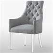 Posh Colton Linen Fabric Dining Chair with Acrylic Legs - Light Gray (Set of 2)