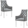 Posh Colton Linen Fabric Dining Chair with Acrylic Legs - Light Gray (Set of 2)