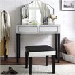 Posh Living Caleb 2-Drawer Bedroom Vanity Set with Stool and Mirror in Black