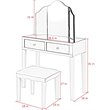 Posh Living Caleb 2-Drawer Bedroom Vanity Set with Stool and Mirror in Black