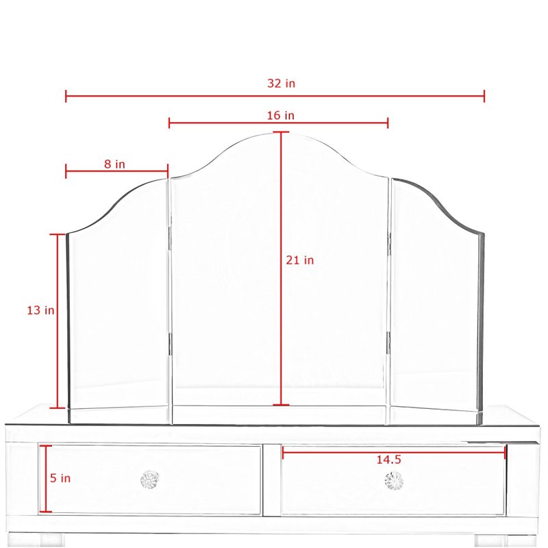 Posh Living Caleb 2-Drawer Bedroom Vanity Set with Stool and Mirror in Black