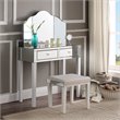 Posh Living Caleb 2-Drawer Bedroom Vanity Set with Stool and Mirror in White