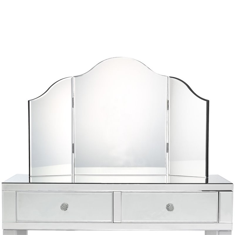 Posh Living Caleb 2-Drawer Bedroom Vanity Set with Stool and Mirror in White