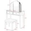 Posh Living Caleb 2-Drawer Bedroom Vanity Set with Stool and Mirror in White