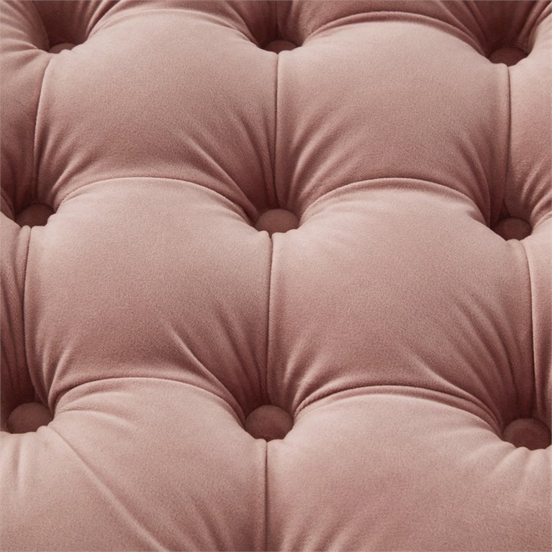 Posh Living Markella Velvet 1Pc Storage Ottoman in Blush Pink/Chrome