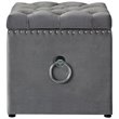 Posh Living Markella Velvet 1Pc Storage Ottoman in Gray/Chrome