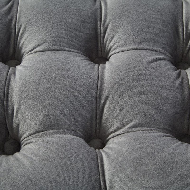 Posh Living Markella Velvet 1Pc Storage Ottoman in Gray/Chrome