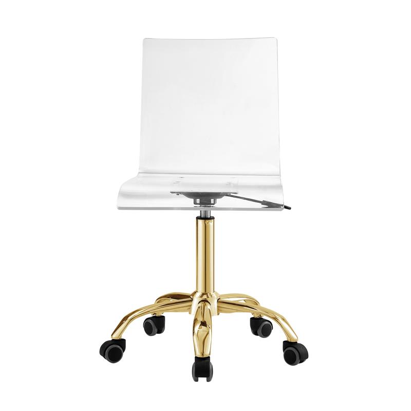 Posh Briar Stainless Steel and Acrylic Office Chair with Casters in Clear/Gold