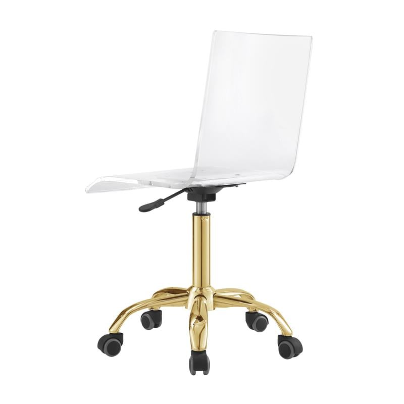 Posh Briar Stainless Steel and Acrylic Office Chair with Casters in Clear/Gold