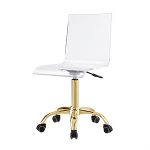 Posh Briar Stainless Steel and Acrylic Office Chair with Casters in Clear/Gold