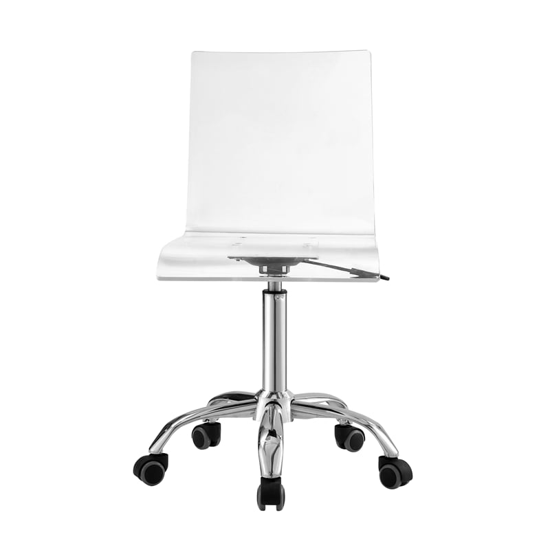 Posh Briar Stainless Steel and Acrylic Office Chair with Casters in Clear/Chrome