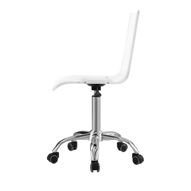 Posh Briar Stainless Steel and Acrylic Office Chair with Casters in Clear/Chrome
