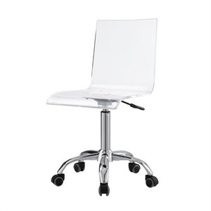 Posh Briar Stainless Steel and Acrylic Office Chair with Casters in Clear/Chrome