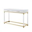 Posh Briar 2-Drawer Metal Console Table with Acrylic Legs in White/Gold