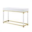 Posh Briar 2-Drawer Metal Console Table with Acrylic Legs in White/Gold