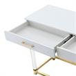 Posh Briar 2-Drawer Metal Console Table with Acrylic Legs in White/Gold