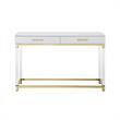 Posh Briar 2-Drawer Metal Console Table with Acrylic Legs in White/Gold