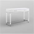 Posh Briar 2-Drawer Metal Console Table with Acrylic Legs in White/Chrome