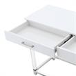 Posh Briar 2-Drawer Metal Console Table with Acrylic Legs in White/Chrome