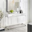 Posh Briar 2-Drawer Metal Console Table with Acrylic Legs in White/Chrome