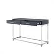 Posh Briar 2-Drawer Metal Console Table with Acrylic Legs in Dark Gray/Chrome