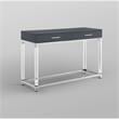 Posh Briar 2-Drawer Metal Console Table with Acrylic Legs in Dark Gray/Chrome