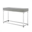 Posh Briar 2-Drawer Metal Console Table with Acrylic Legs in Light Gray/Chrome