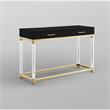 Posh Briar 2-Drawer Metal Console Table with Acrylic Legs in Black/Gold