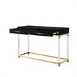 Posh Briar 2-Drawer Metal Console Table with Acrylic Legs in Black/Gold