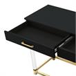 Posh Briar 2-Drawer Metal Console Table with Acrylic Legs in Black/Gold