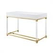 Posh Briar 2-Drawer Metal Writing Desk with Acrylic Legs in White/Gold