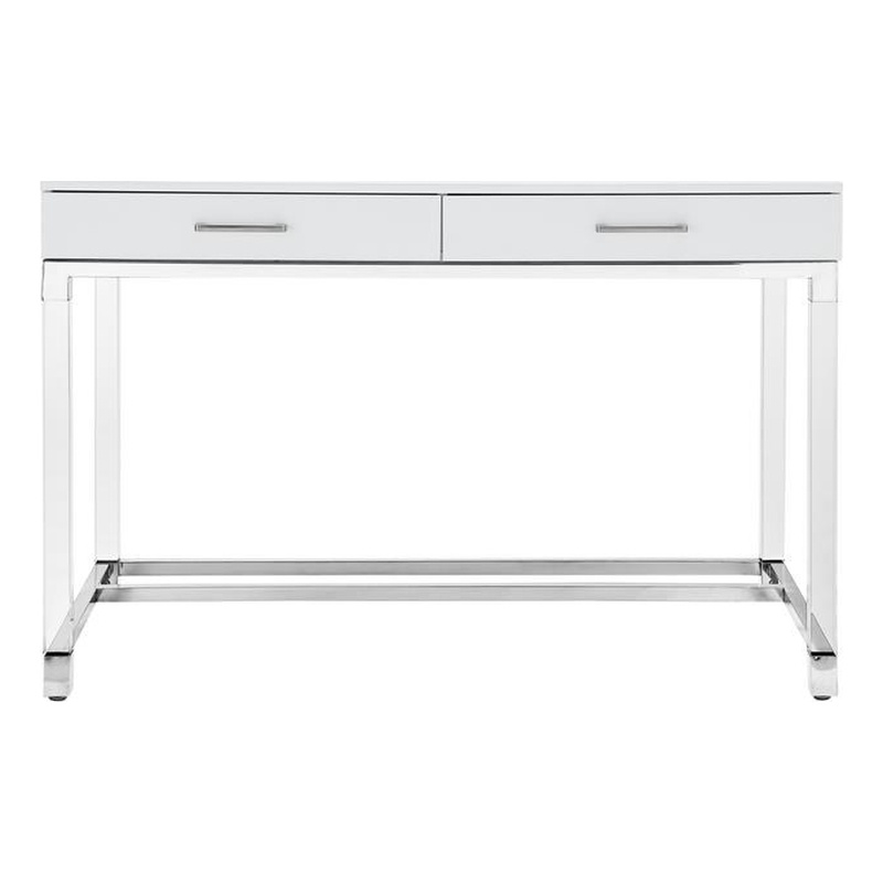 Briar High Gloss Writing Desk Acrylic Legetal Base White Briar High Gloss Writing Desk Acrylic