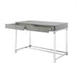 Posh Briar 2-Drawer Metal Writing Desk with Acrylic Legs in Light Gray/Chrome