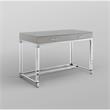 Posh Briar 2-Drawer Metal Writing Desk with Acrylic Legs in Light Gray/Chrome