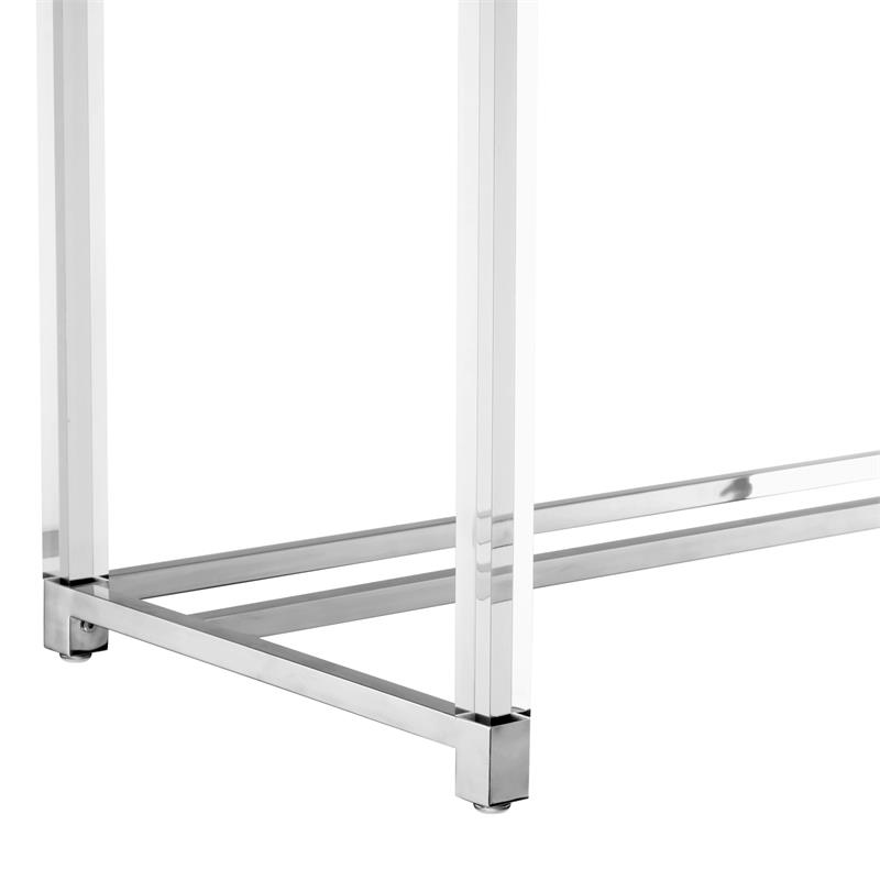 Posh Briar 2-Drawer Metal Writing Desk with Acrylic Legs in Light Gray/Chrome