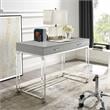 Posh Briar 2-Drawer Metal Writing Desk with Acrylic Legs in Light Gray/Chrome