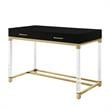 Posh Briar 2-Drawer Metal Writing Desk with Acrylic Legs in Black/Gold