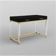 Posh Briar 2-Drawer Metal Writing Desk with Acrylic Legs in Black/Gold