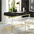 Posh Briar 2-Drawer Metal Writing Desk with Acrylic Legs in Black/Gold