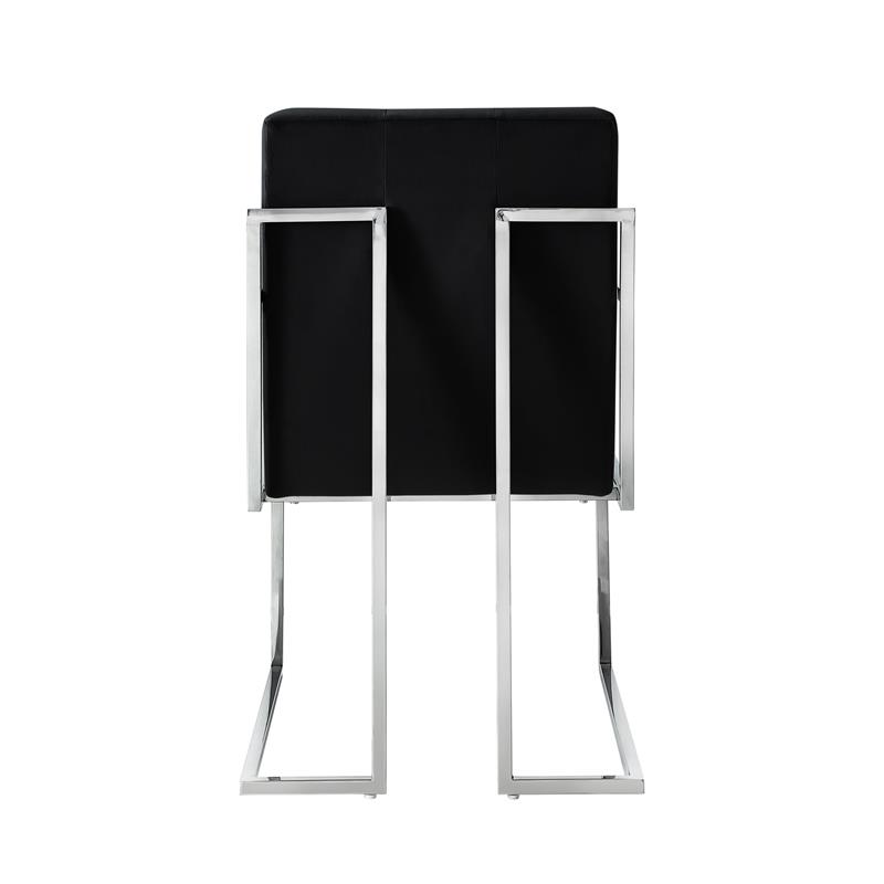 Posh Living Evan Button Tufted Velvet Dining Chair Black/Chrome (Set of 2)