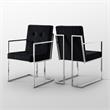 Posh Living Evan Button Tufted Velvet Dining Chair Black/Chrome (Set of 2)