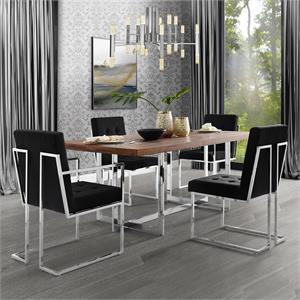 Posh Living Evan Button Tufted Velvet Dining Chair Black/Chrome (Set of 2)