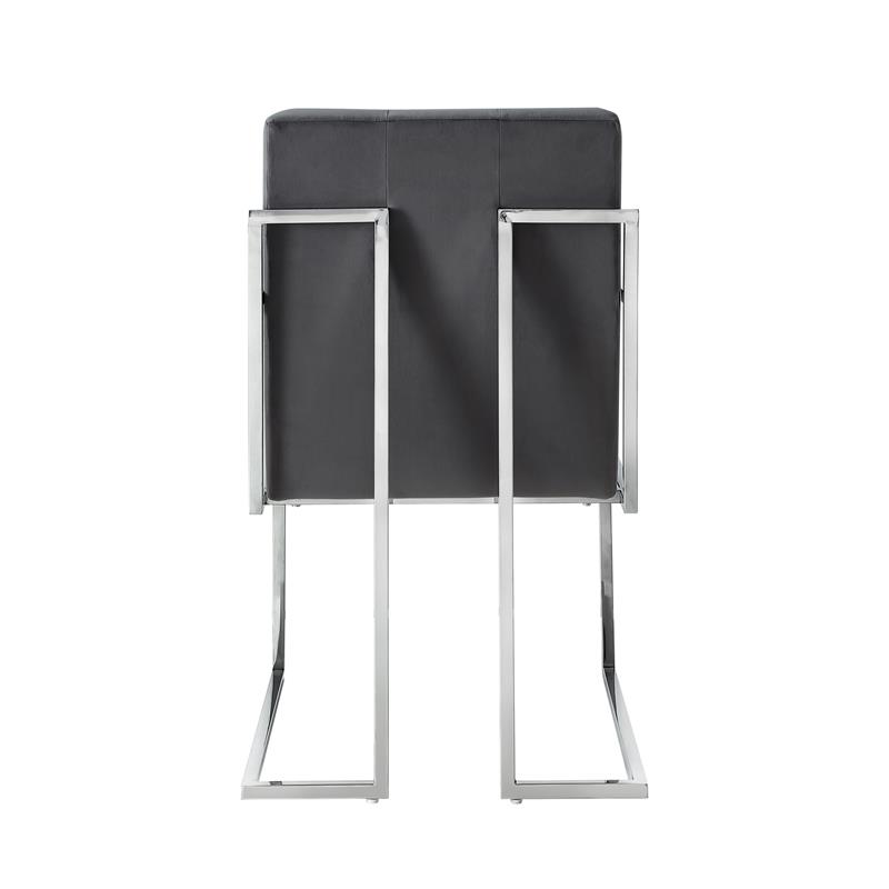 Posh Living Evan Button Tufted Velvet Dining Chair Gray/Chrome (Set of 2)